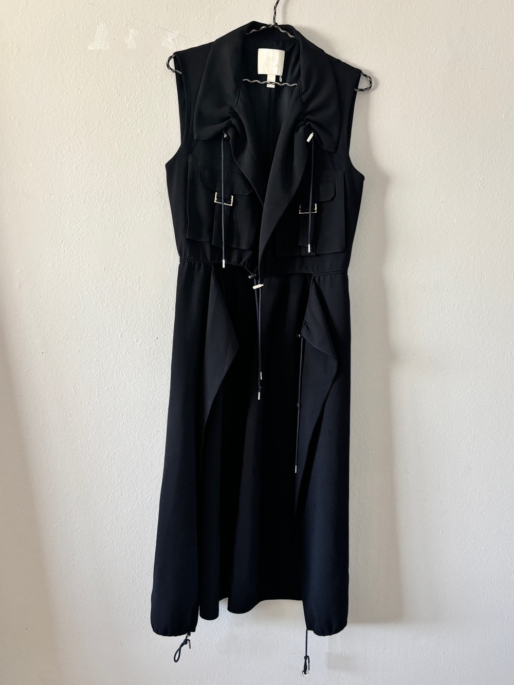 Boss Hugo Boss Navy Blue Open Utility Longline Tie Closure Vest